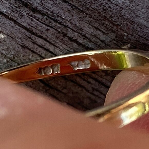 Vintage Marked 10K Yellow Gold HeartRing w/Aquamarine & Diamond Chip Broken READ - Picture 11 of 15